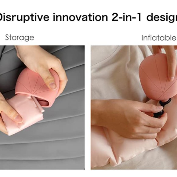 NEW Inflatable Travel Pillow in Pink - Picture 9 of 12